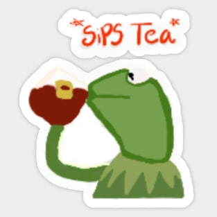 Kermit the frog drinking tea Merch Sticker